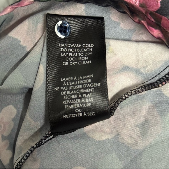 Badgley Mischka Floral Peony Printed Top Long Sleeve Mock Neck Small - Picture 6 of 6